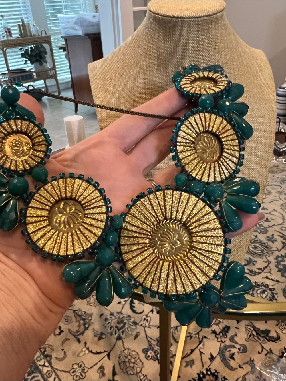 Teal & Gold Statement Necklace Lot 💙✨ - Picture 3 of 11
